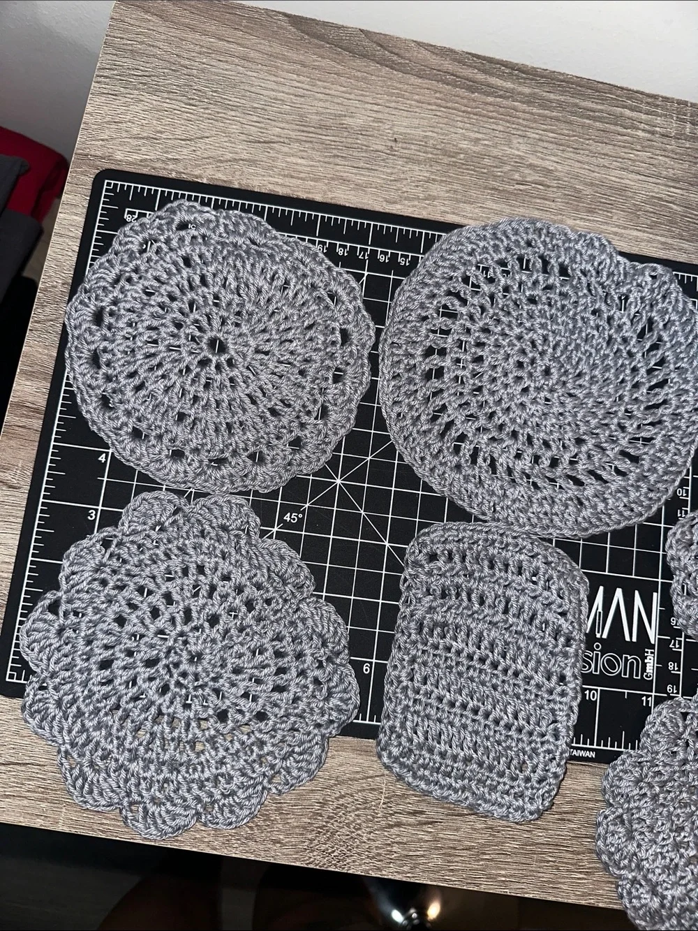 Crochet Coasters & Doilies bundle - Gray Set of 9